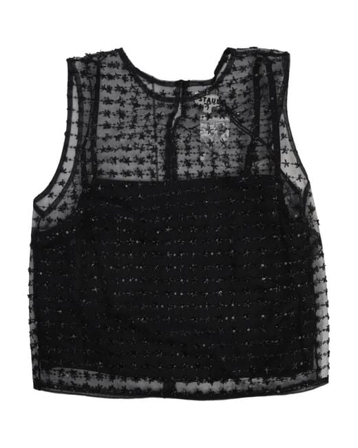 Staud Black Seraphina Star-Embellished Top