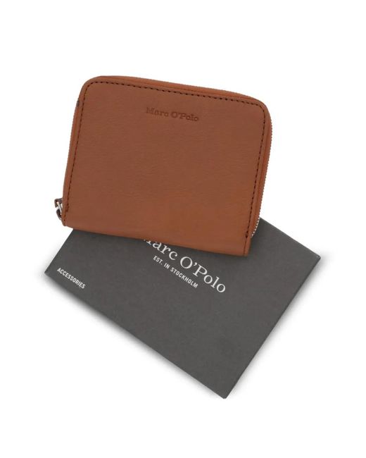 Marc O' Polo Brown Logo-Debossed Zip-Around Wallet