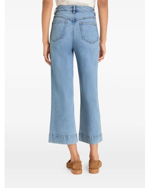 Cinq À Sept Blue Joey Cropped Wide-Leg Jeans