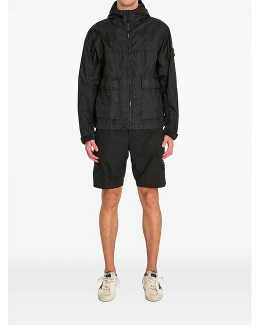 Stone Island Black 4100004 Membrana 3L Tc Hooded Jacket With Water-Resistant Membrane for men