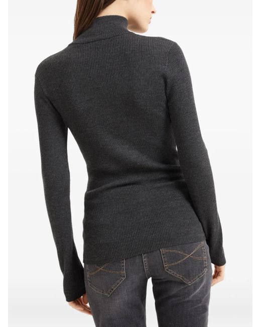 Brunello Cucinelli Black Ribbed-Knit Turtleneck Sweater
