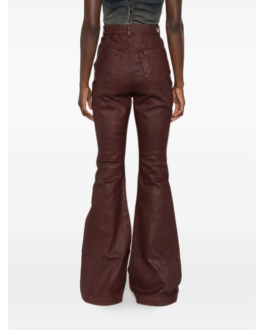 Rick Owens Brown Bolan Wax-Coated Jeans