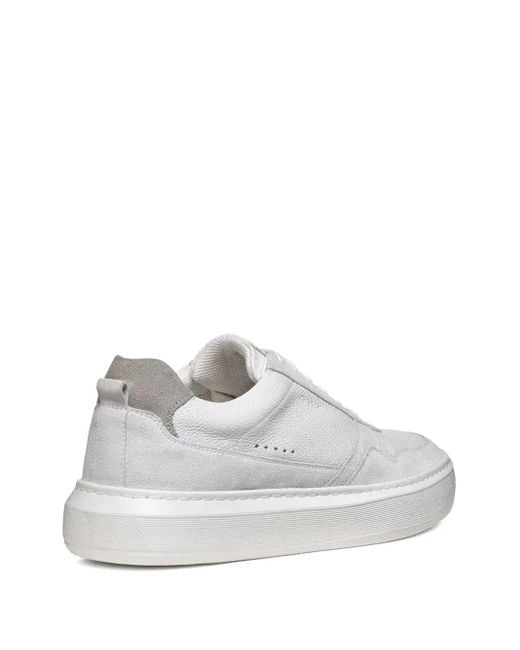 Geox White Deiven Panelled Lace-Up Sneakers for men