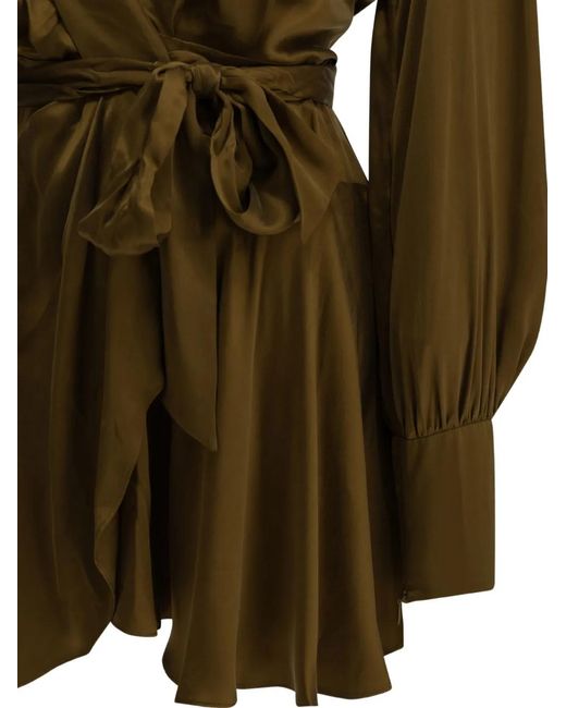 Zimmermann Green Silk Wrap-Style Mini Dress