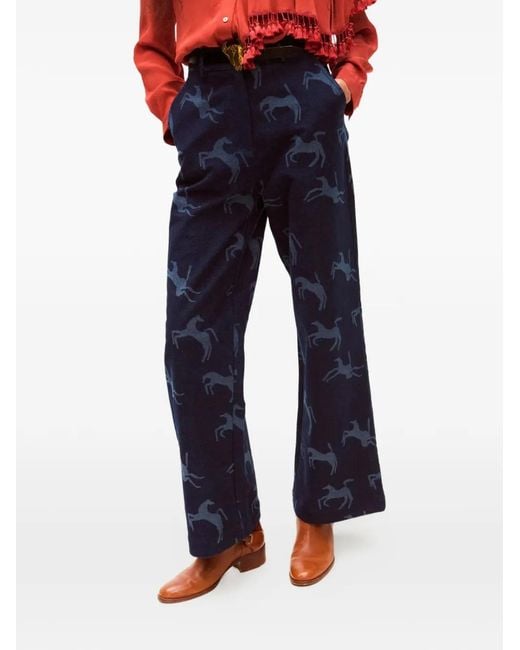 Carolina K Blue Zaino Horse-Print Jeans