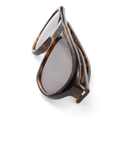 Prada Brown Tortoiseshell Pilot-Frame Sunglasses