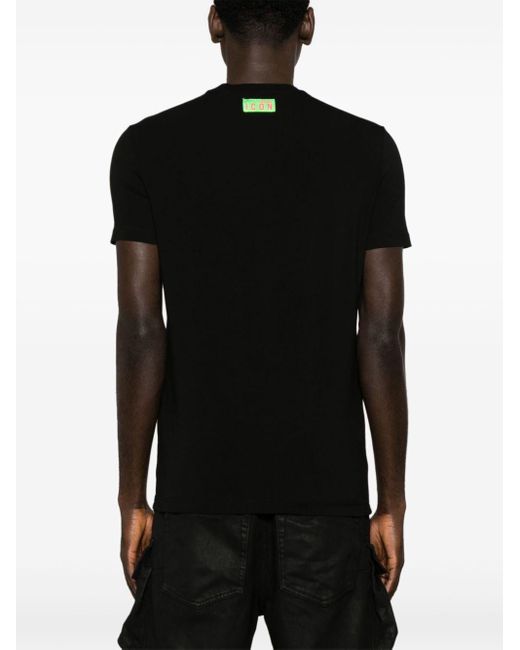 DSquared² Black Logo-patch Stretch-cotton T-shirt for men