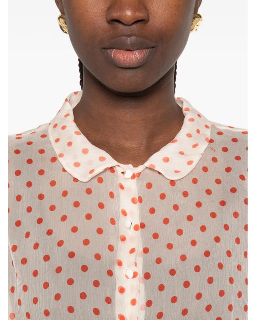 N°21 Pink Polka-Dot Sheer Top