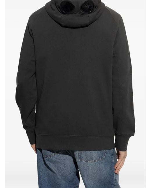 C P Company Black Goggle Zip-Up Hoodie for men