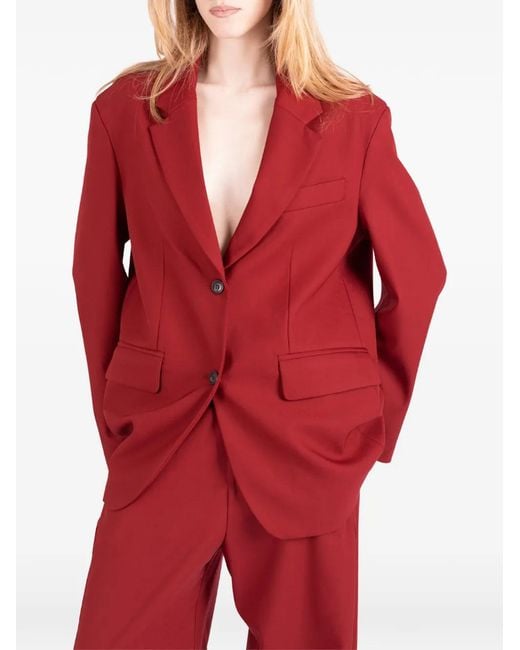 Societe Anonyme Red Berry Notched-Lapel Button-Fastening Jacket