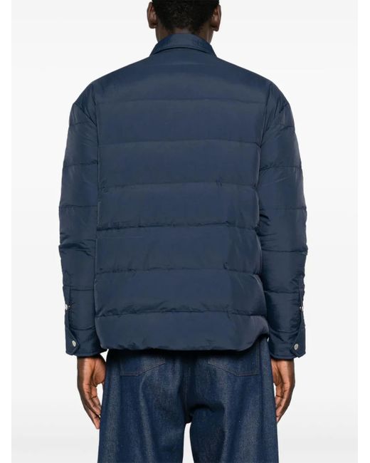 KENZO Blue Quilted Button-Down Shirt Jacket for men