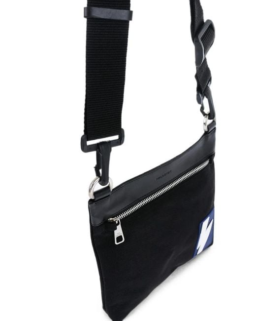 Neil Barrett Black Logo-Patch Shoulder Bag for men