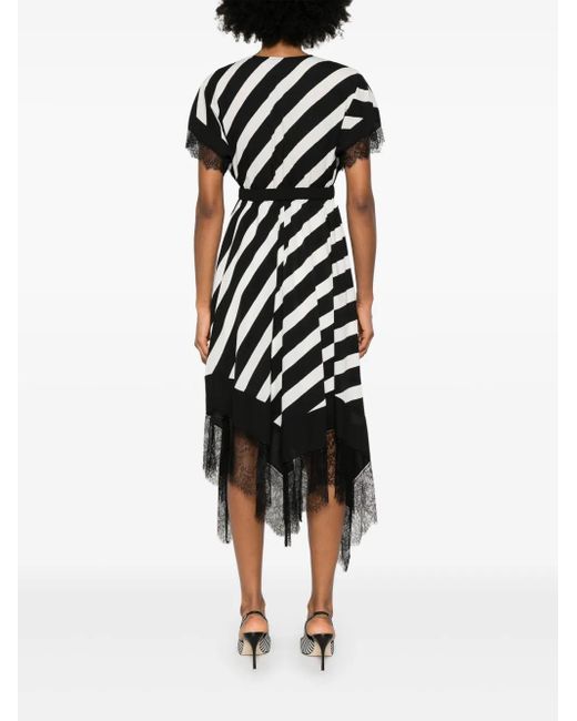 Nissa Black Striped Midi Dress
