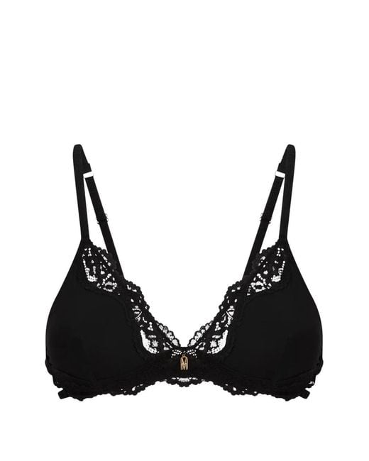 Moschino Black Lace-Trim Triangle Bra