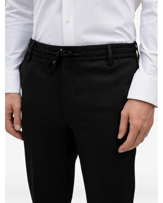 Boss Black Drawstring-Waist Trousers for men