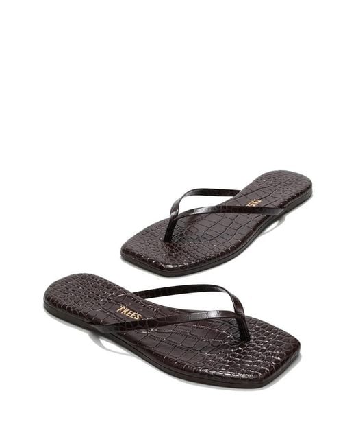 TKEES White Lily Square Croc Effect Flip-Flops