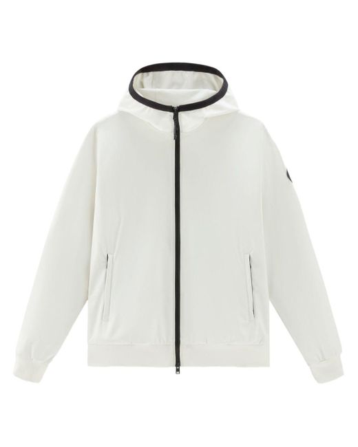Woolrich White Softshell Hooded Jacket for men