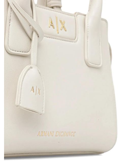 ARMANI EXCHANGE White Tag-Detail Tote Bag