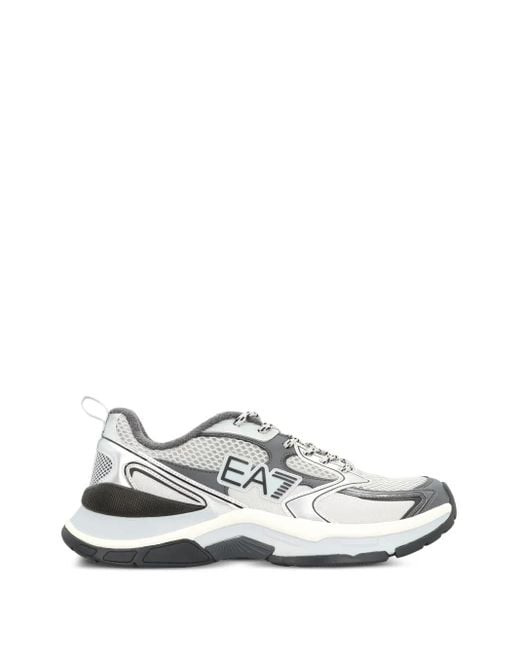 EA7 White Predator Metallic-Panel Low-Top Sneakers for men