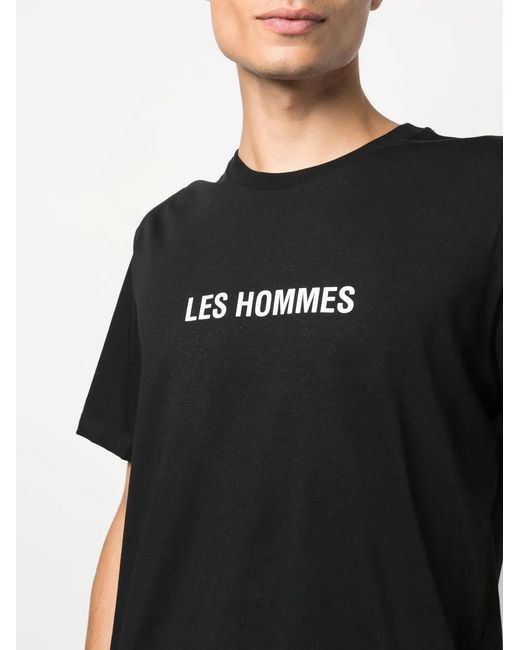 Les Hommes Black Logo Print T-Shirt for men