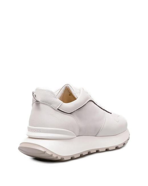 Doucal's White Panelled Leather Sneakers