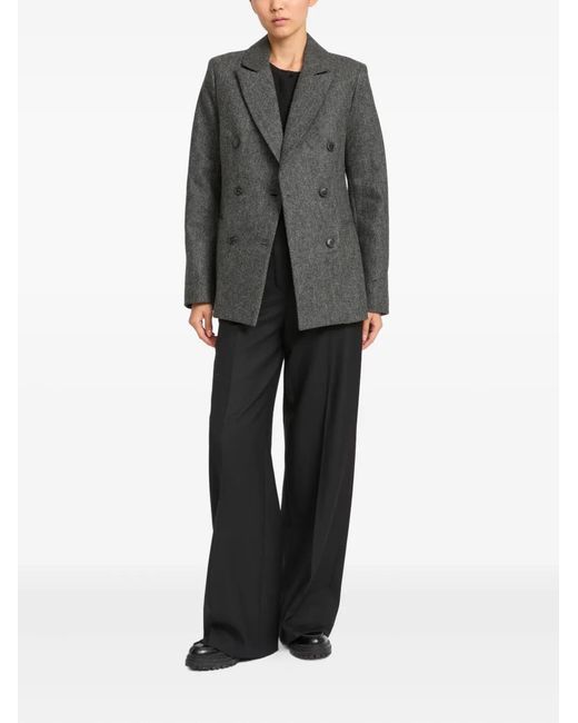 Yves Salomon Black Double-Breasted Fitted Jacket