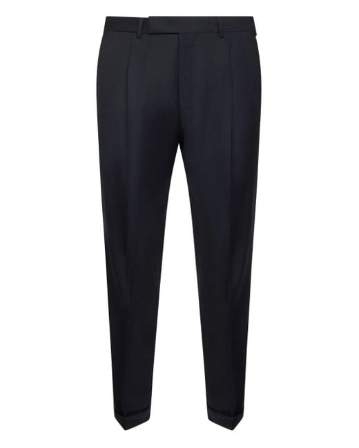 PT Torino Blue Tailored Wool Trousers for men
