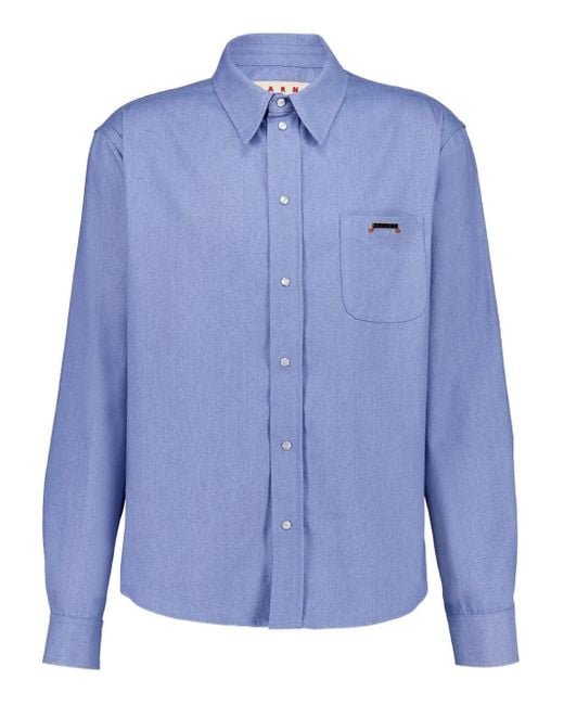Marni Blue Cotton Shirt for men
