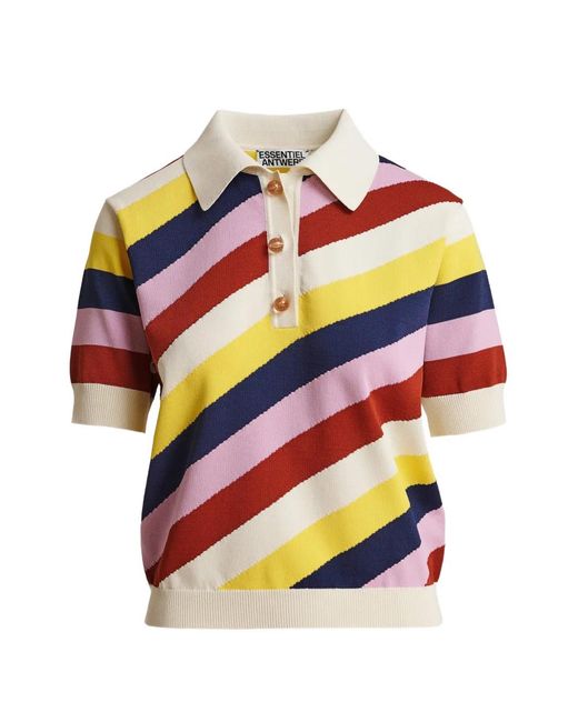 Essentiel Antwerp Natural Jollow Striped Polo Top