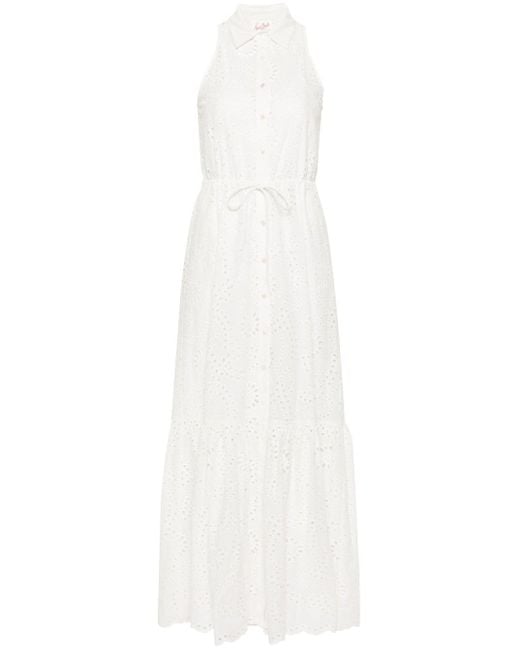 Mc2 Saint Barth White Ida Broderie-anglaise Maxi Dress
