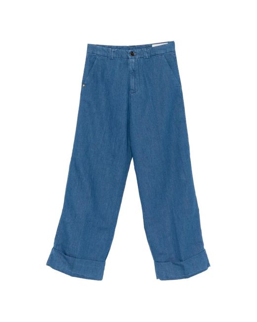 White Sand Blue Cuffed Trousers