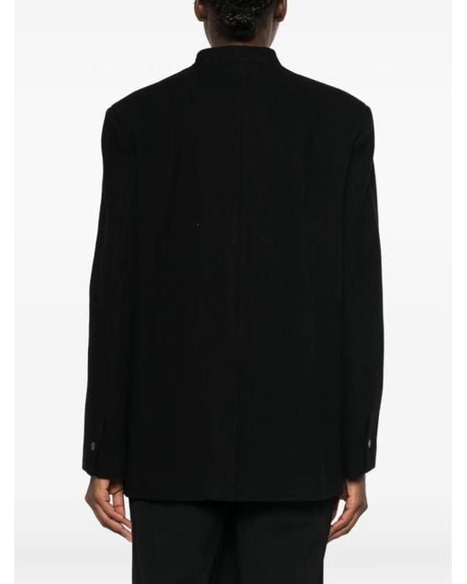 LE SULLY STUDIO Black Single-Breasted Collarless Coat