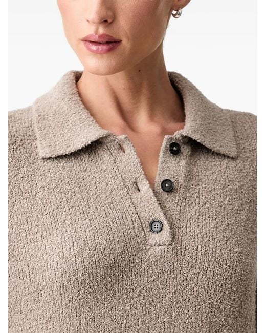 Marc O' Polo Natural Bouclé-Knit Polo Top