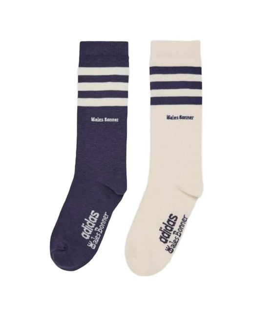 Adidas Blue X Wales Bonner Logo-Embroidered Socks for men