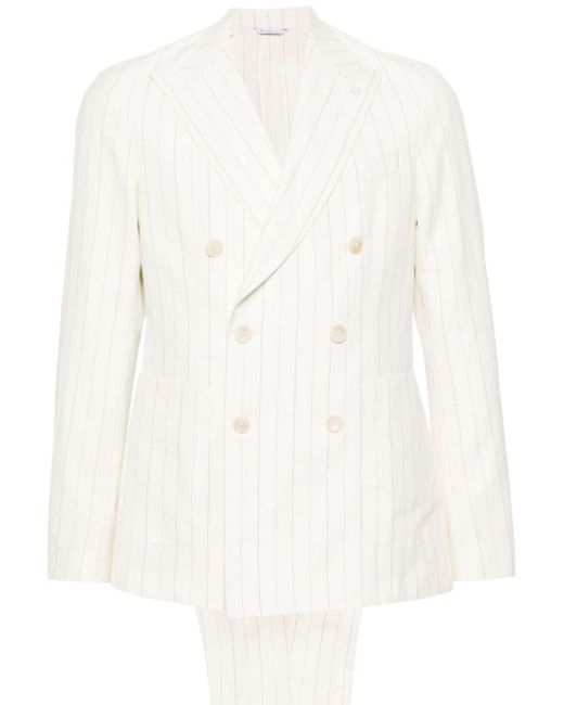Manuel Ritz White Pinstriped Double-breasted Suit for men