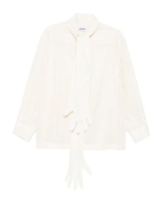 Jean Paul Gaultier White Glove-Detail Blouse