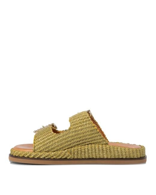 Alibi Green Double-Buckle Sandals