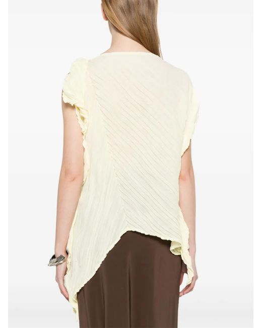 Issey Miyake Natural Wrinkled Twisted Blouse