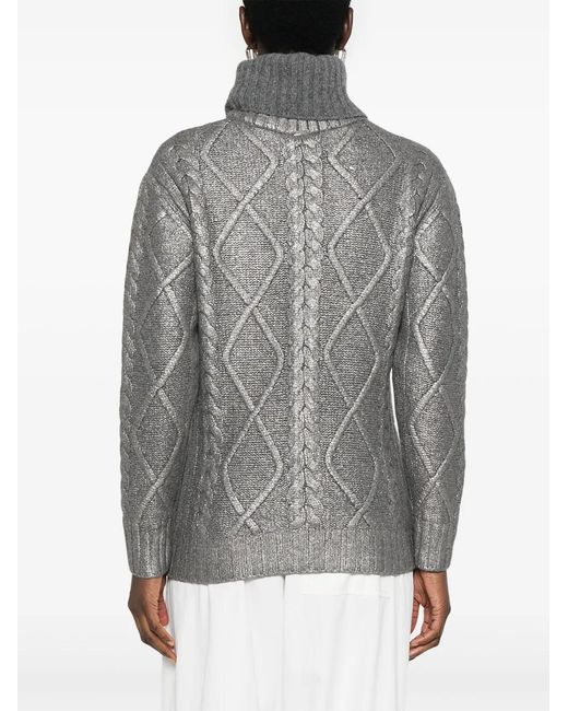 Herno Gray Lamé-Effect Sweater