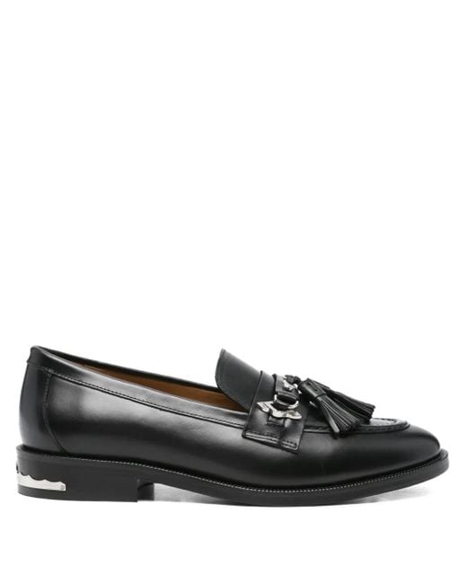 Toga Virilis Black Tassel-Embellished Metal-Detail Loafers for men