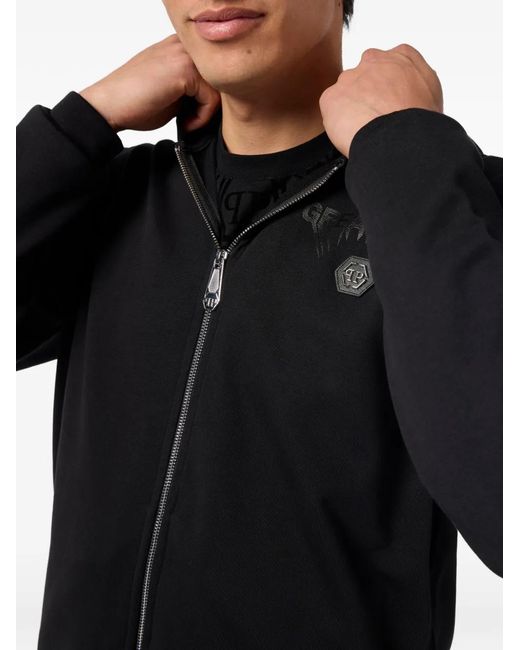 Philipp Plein Black Zip Hoodie for men