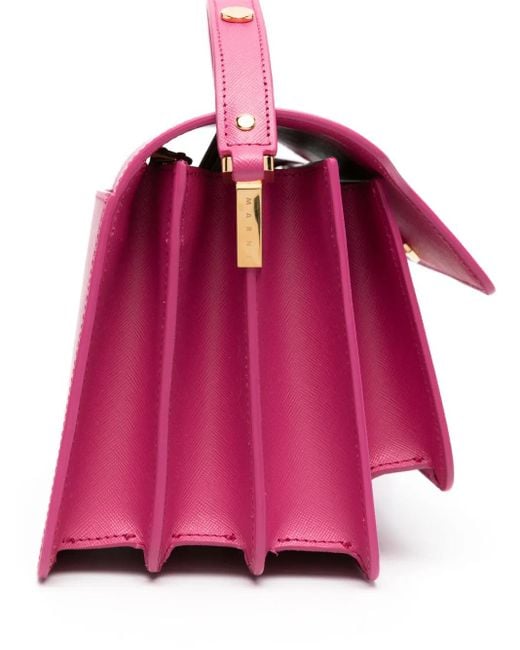 Marni Pink Trunk Medium Bag In Leather