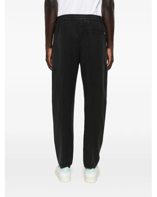 Dondup Black Drawstring-Waistband Trousers for men