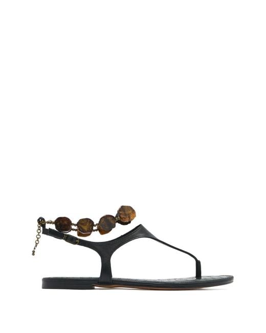 Sam Edelman White Canna Thong Crocodile-Effect Sandals