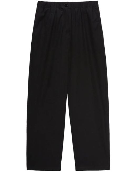 MSGM Black Wide Leg Trousers With Elastic Waistband