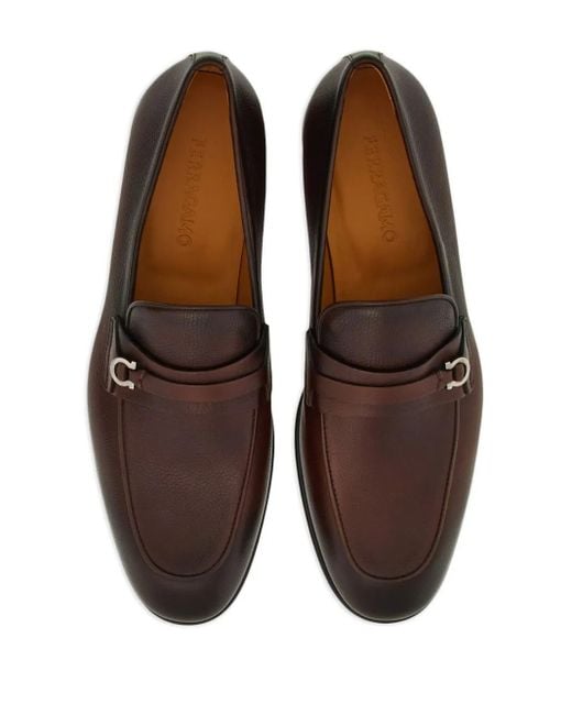 Ferragamo Brown Ferragamo Gancini-Buckle Leather Loafers for men