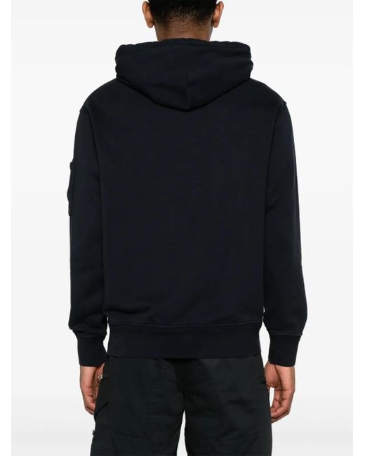 C P Company Blue Diagonal Fleece Cotton Hoodie for men