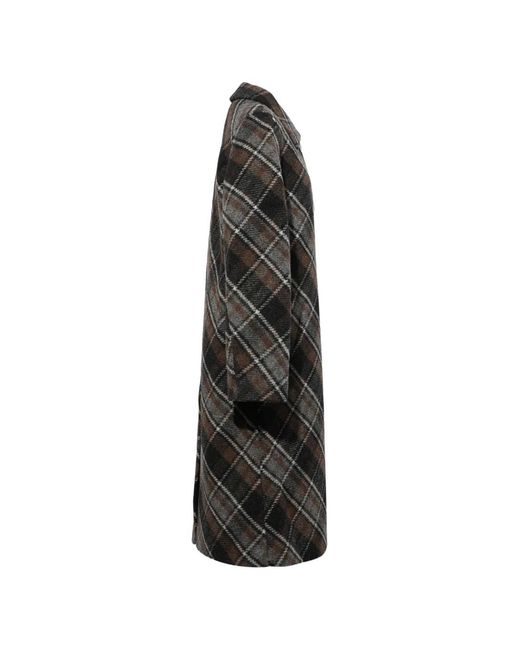 TRINITESTUDIO Black Plaid-Pattern Coat
