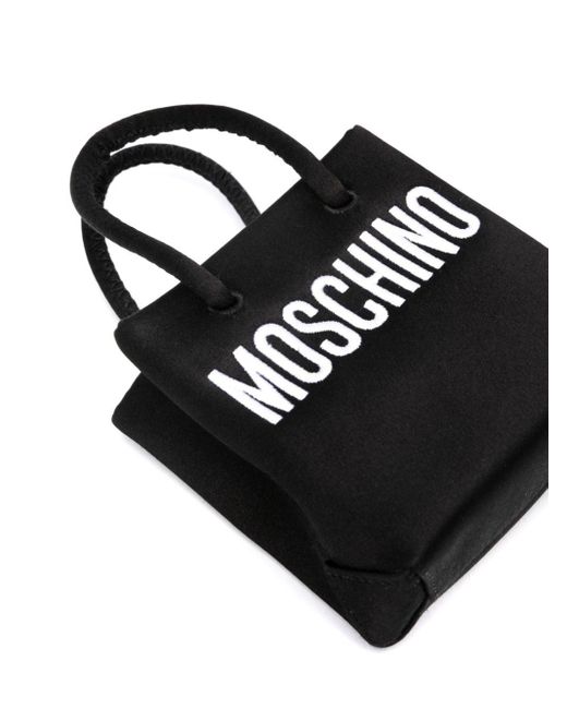 Bolso mini con logo bordado Moschino de color Black