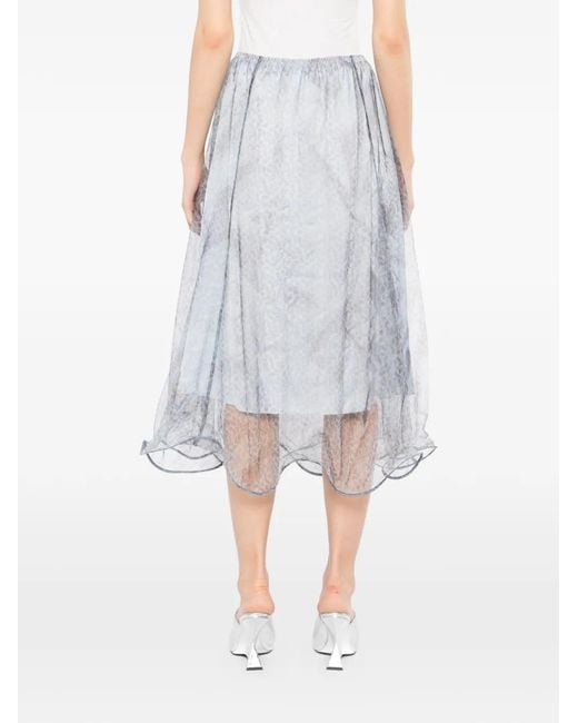 JNBY Blue Paisley-Print Midi Skirt